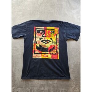 OBEY Worldwide Graphic T Shirt Mens M Fit S Blue Short Sleeve Barcelona